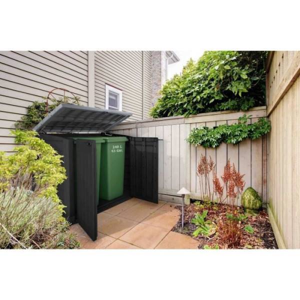 Sans Marque - Coffre de rangement extérieur KETER en résine 1200 litres Noir et gris - Range Poubelles ou vélo - Image 4