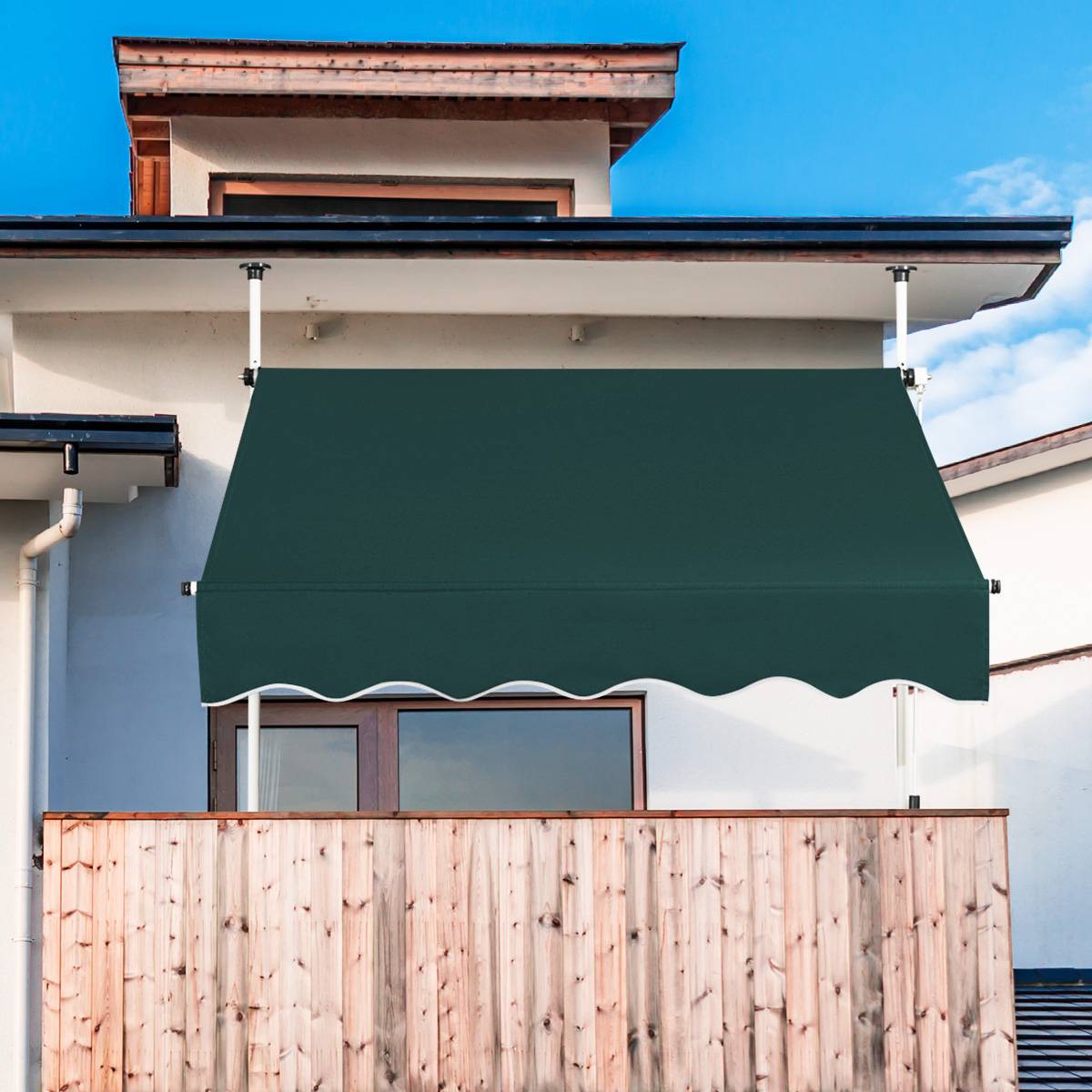 Maison Chic - Auvent Rétractable Manuel 150x125CM Hauteur Réglable 2-3M sans Perçage en Métal et Tissu pour Fenêtre Balcon ou Jardin Vert F52R - Image 3