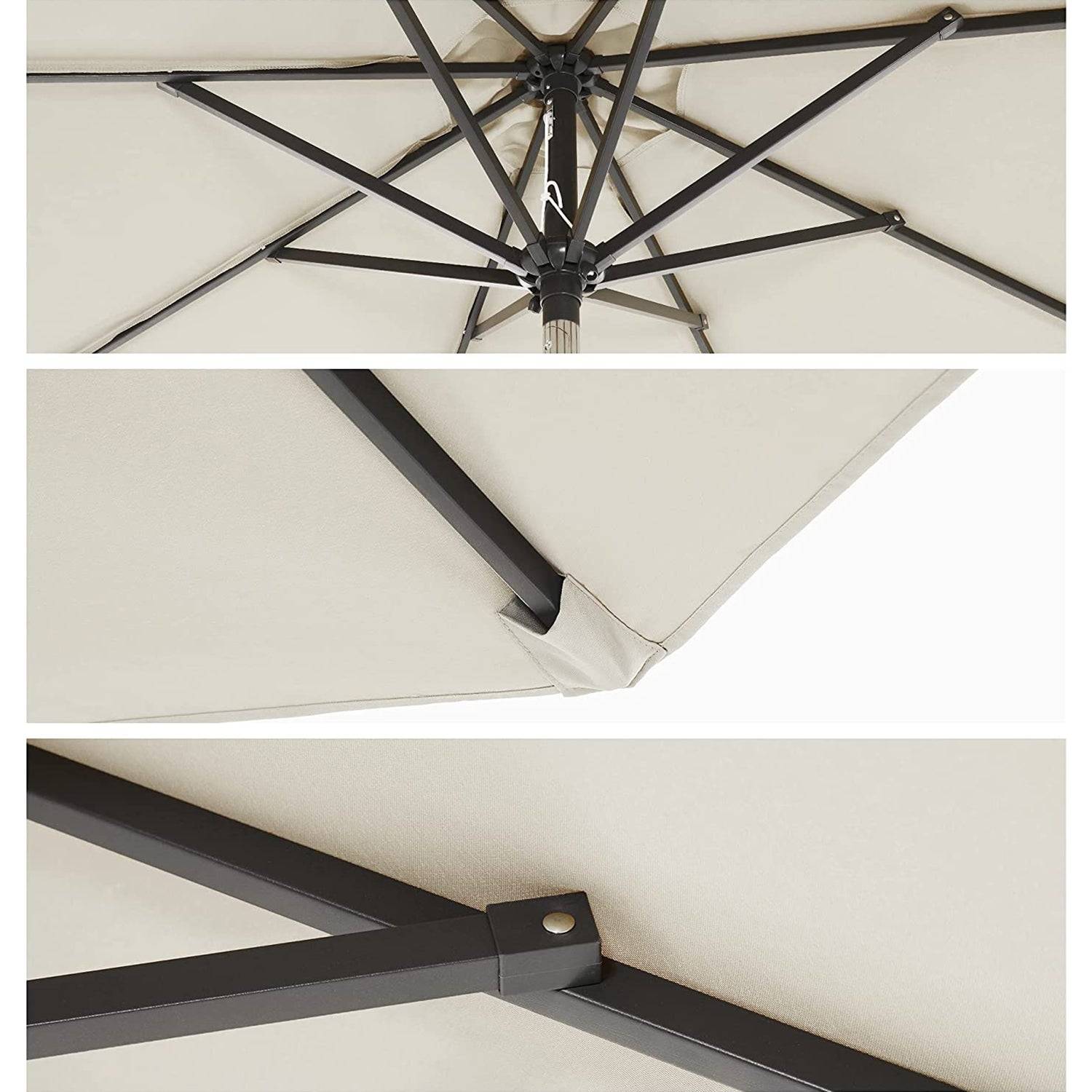 Helloshop26 - Parasol de jardin diamètre 2,7 m ombrelle protection UPS 50+ toile polyester octogonale inclinable manivelle balcon terrasse piscine plage sans socle - Imagen 2