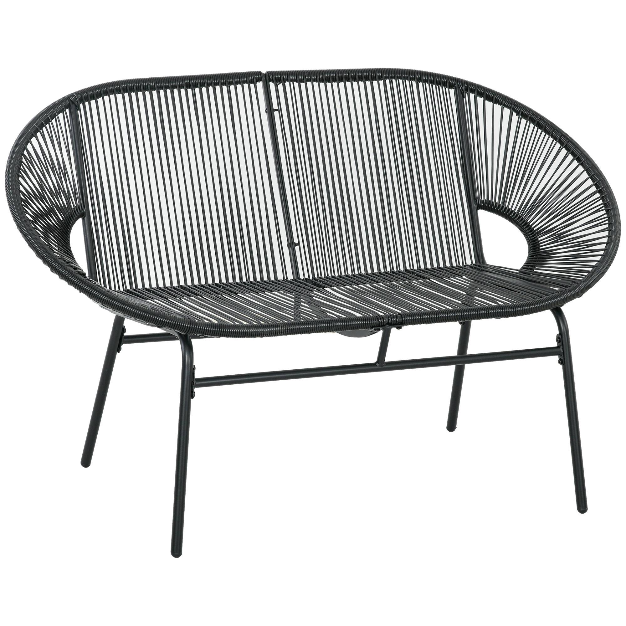 PANGIVO - Banc de jardin résine tressée noir 132 x 72 x 83 cm - PANGIVO - Image 1