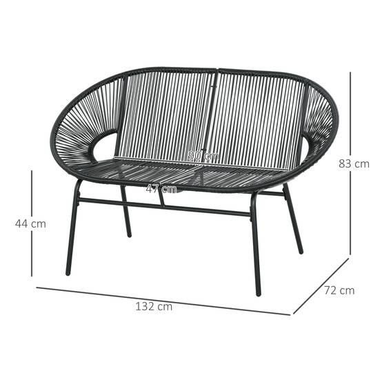 PANGIVO - Banc de jardin résine tressée noir 132 x 72 x 83 cm - PANGIVO - Image 3