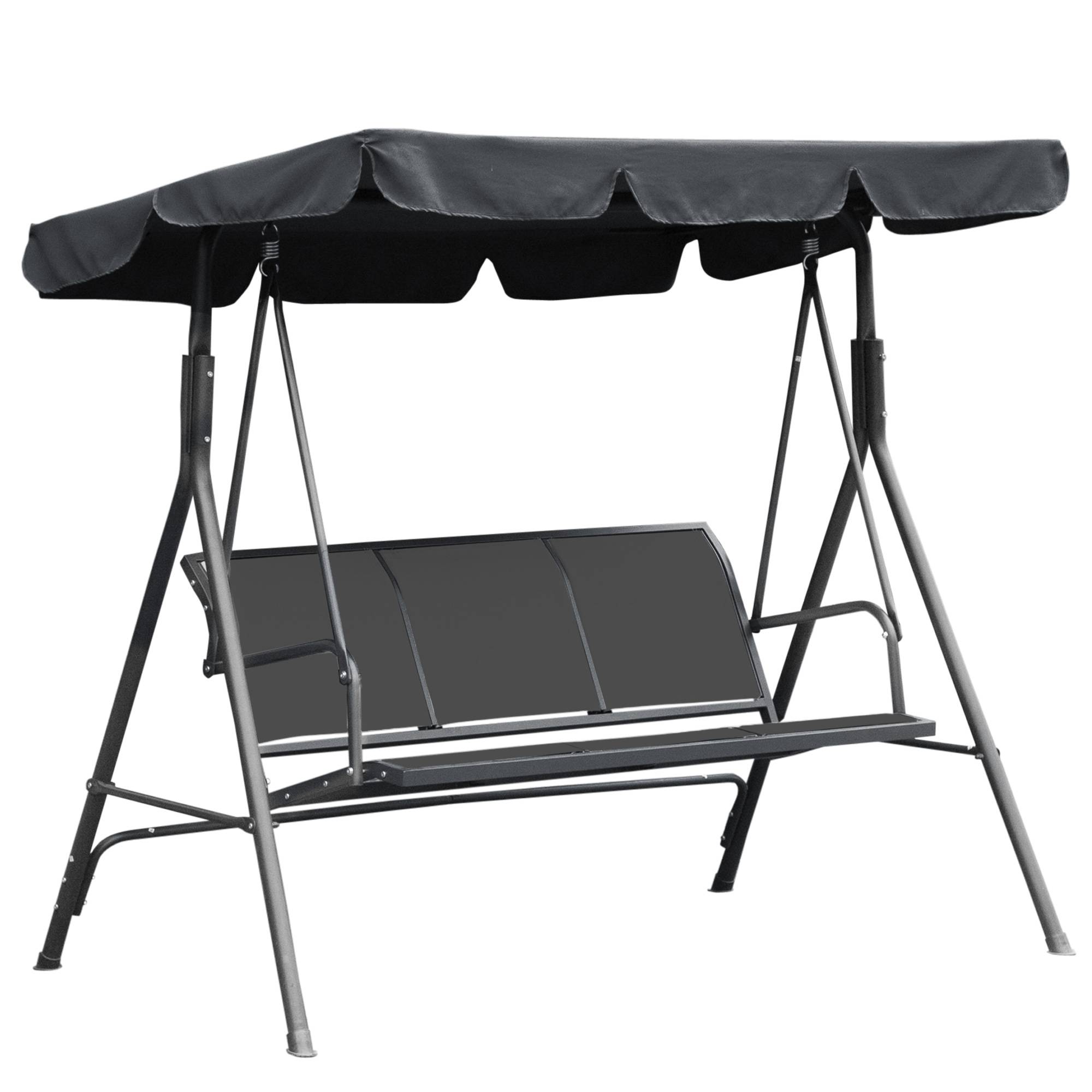 Outsunny - Balancelle de jardin 3 places grand confort toit imperméabilisé inclinaison réglable assise et dossier ergonomique acier textilène gris - Outsunny - Imagen 1