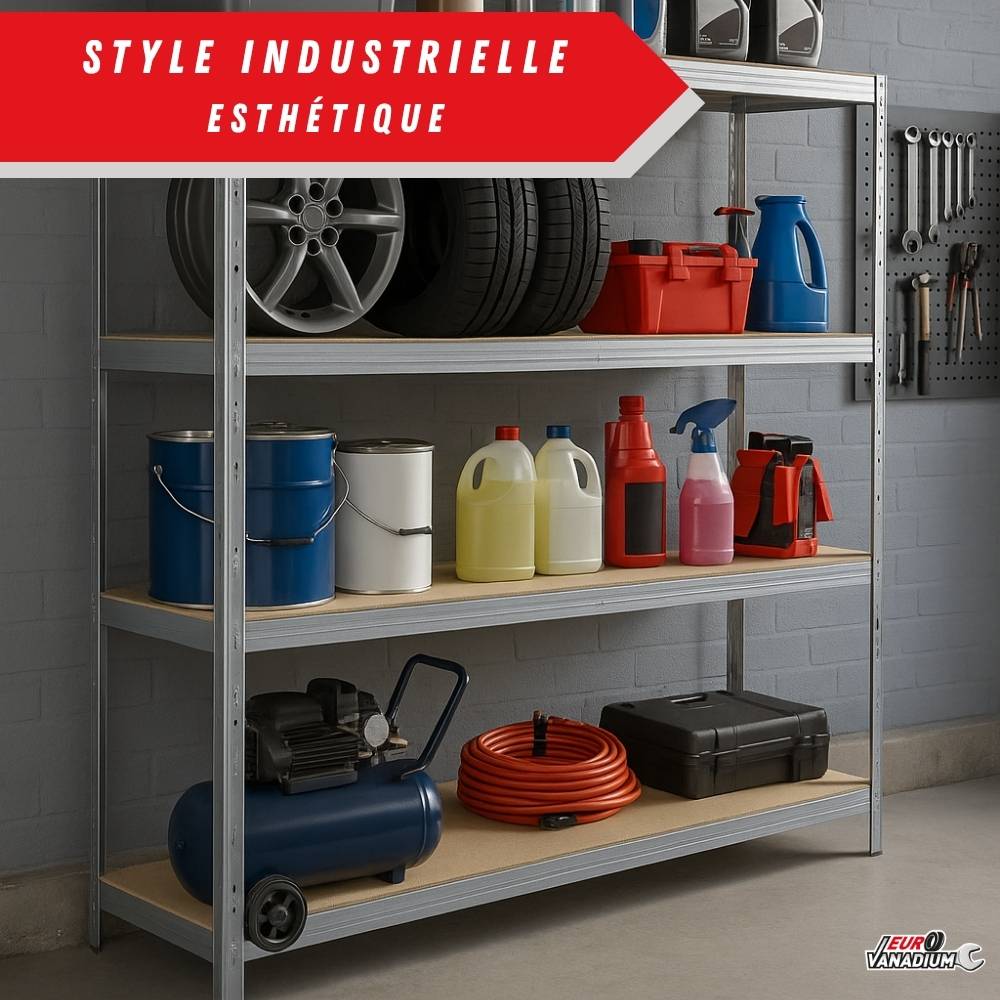 Rack étagère de rangement pour entrepôt, garage et atelier - Capacité 1400 kg - 2 M x 2,37 M - Image 4
