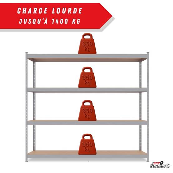 Rack étagère de rangement pour entrepôt, garage et atelier - Capacité 1400 kg - 2 M x 2,37 M - Image 5