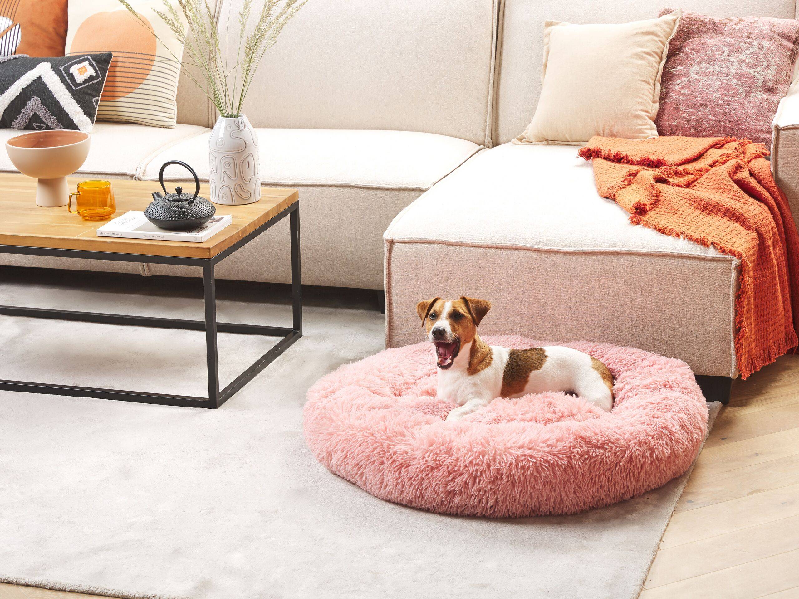 Beliani - Lit pour animal Fourrure synthétique Rose KULU - 80x80x20- Beliani - Image 1