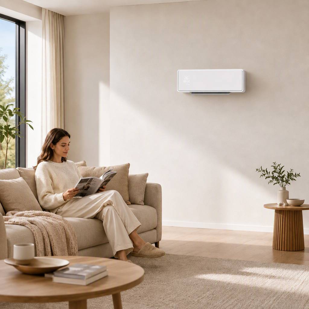 Radiateur mural électrique basse consommation 2000 W avec 3 modes, affichage LED, thermostat, minuterie et panneau en verre - Image 3