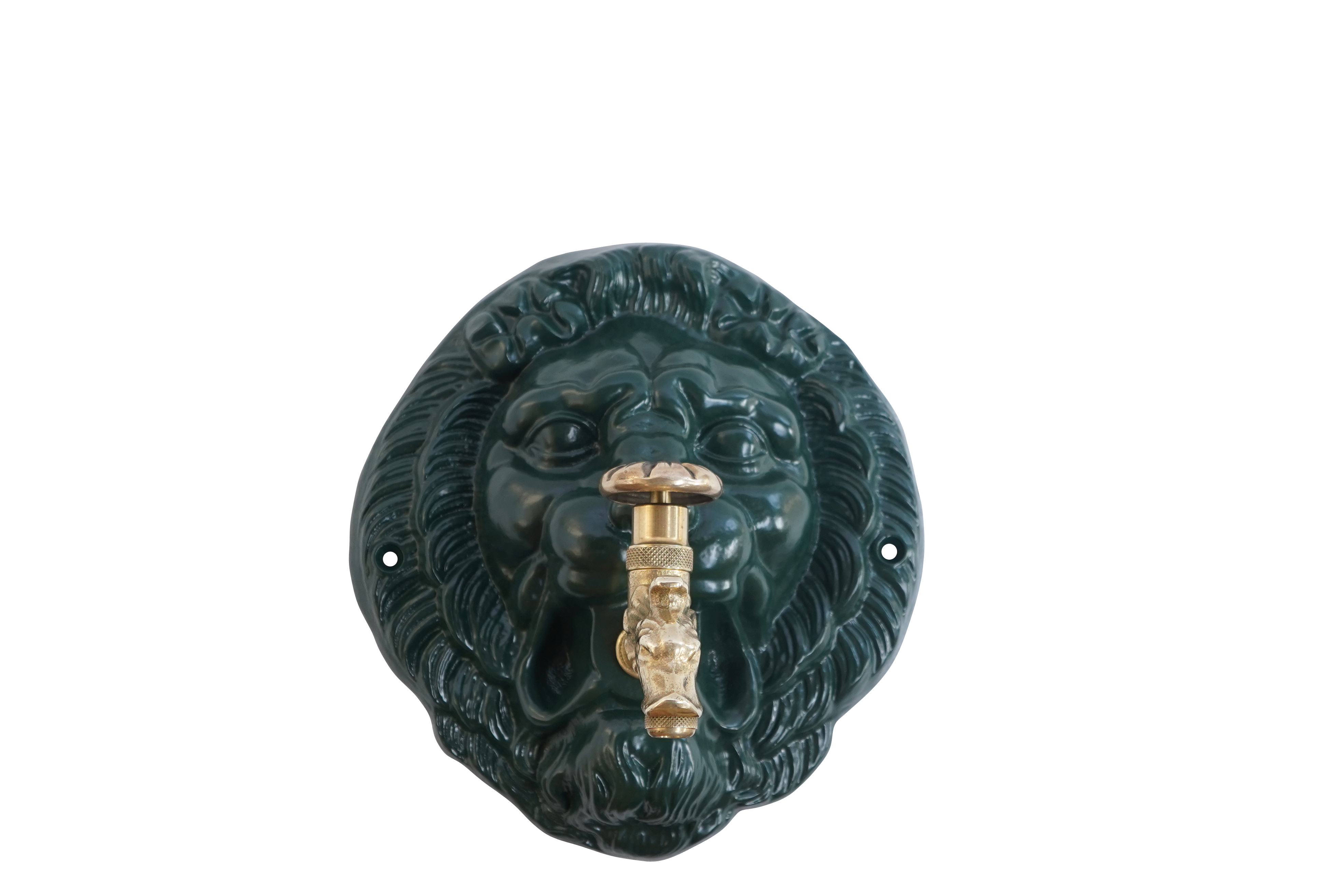 Fontaine mascaron tête de Lion Dommartin vert 6009 avec robinet colvert - Imagen 1