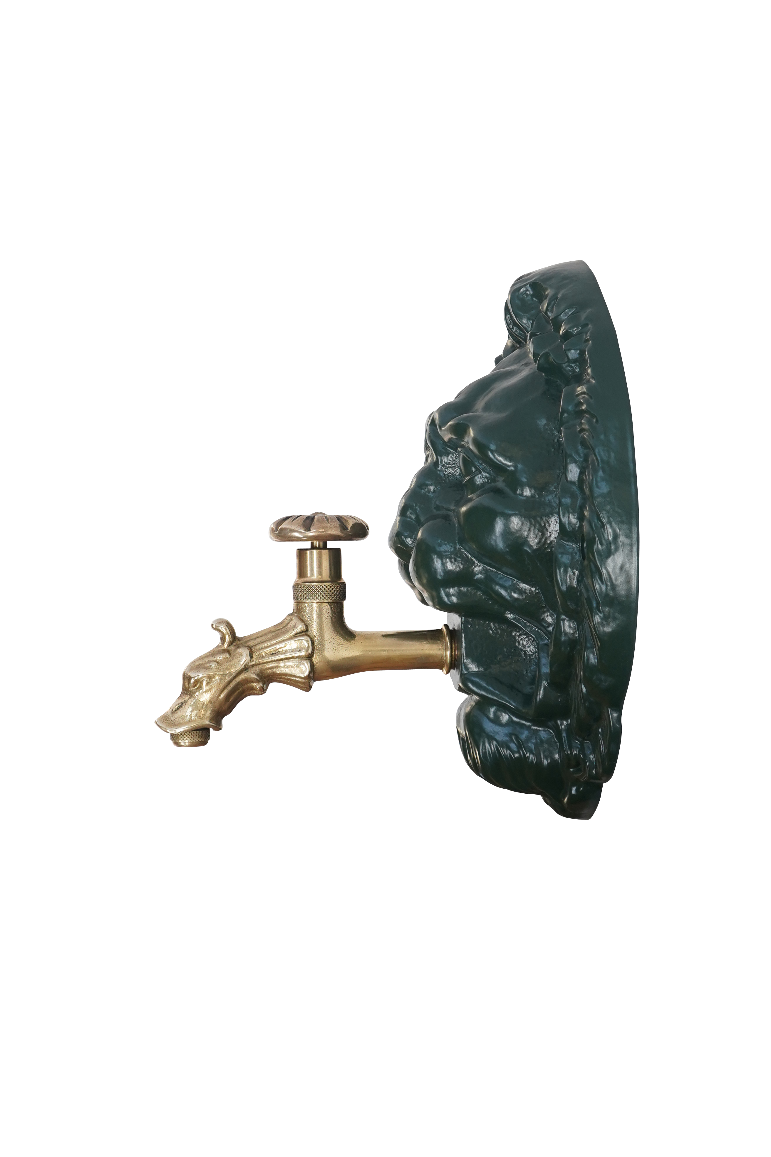 Fontaine mascaron tête de Lion Dommartin vert 6009 avec robinet colvert - Imagen 2