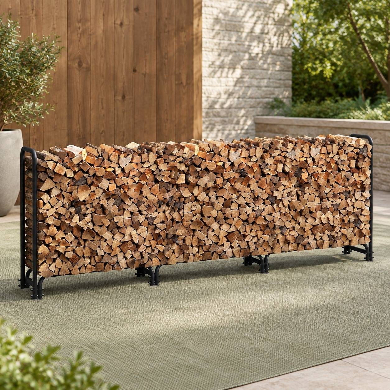 Support de Bûches en Acier avec Housse de Protection pour Jardin - Image 7