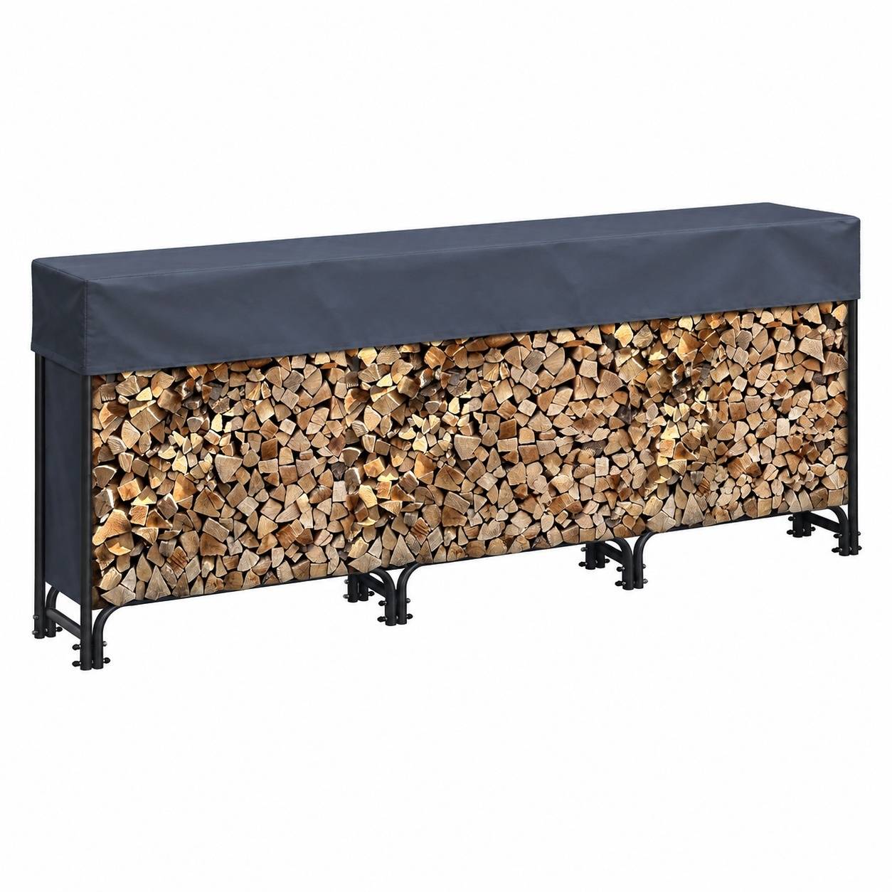 Support de Bûches en Acier avec Housse de Protection pour Jardin - Image 1