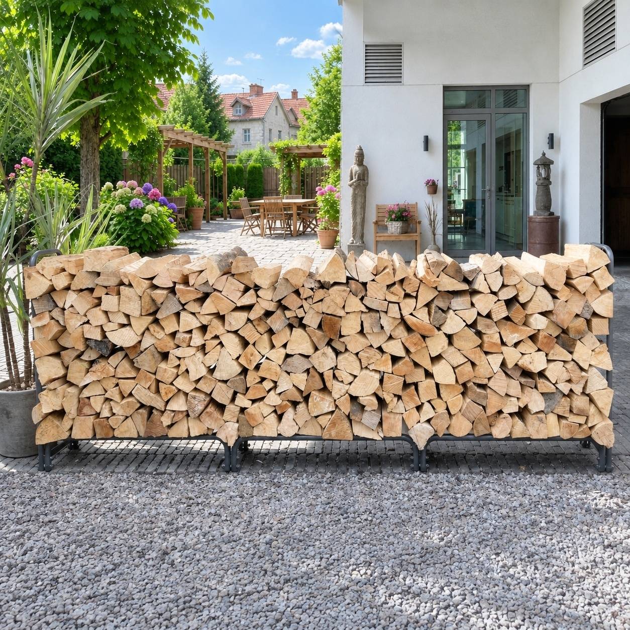 Support de Bûches en Acier avec Housse de Protection pour Jardin - Image 4