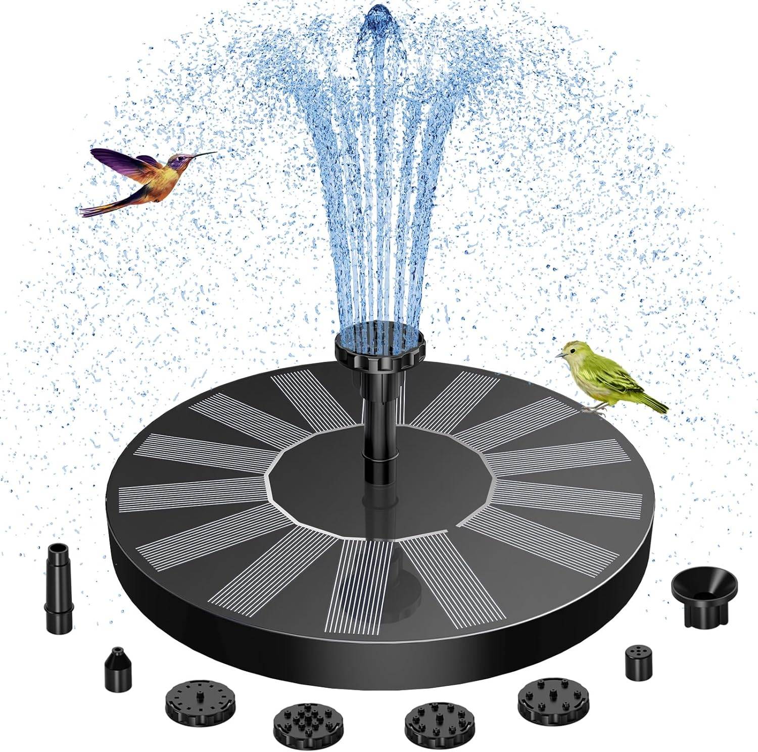 IntiMeg - Fontaine solaire d'extérieur ronde avec 6 Buses Diamètre 13cm - IntiMeg