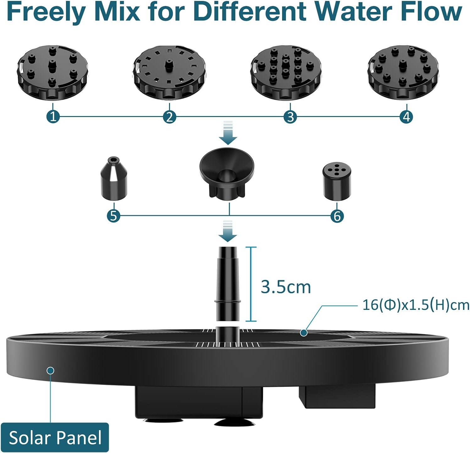 IntiMeg - Fontaine solaire d'extérieur ronde avec 6 Buses Diamètre 13cm - IntiMeg - Image 6