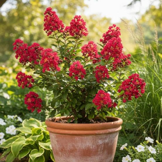 Lilas des Indes Petit´ Canaille® Rouge, Lagerstroemia à fleurs Rouge - feuillage Caduc - Pot de 3L - Touffe- hauteur à maturité De 1,00 m à 1,50 m - Image 4