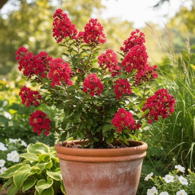 Lilas des Indes Petit´ Canaille® Rouge, Lagerstroemia à fleurs Rouge - feuillage Caduc - Pot de 3L - Touffe-  hauteur à maturité De 1,00 m à 1,50 m - Image 4