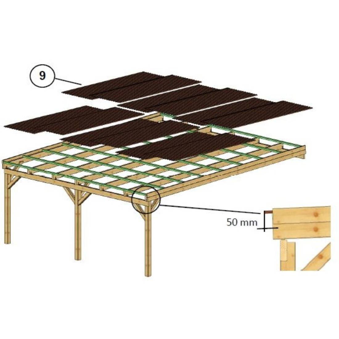 Altanka - Carport, abri de voiture 5.8x5.06 m - 29 m2 - couverture PVC - CAR23PVCTR - ALTANKA - Image 4