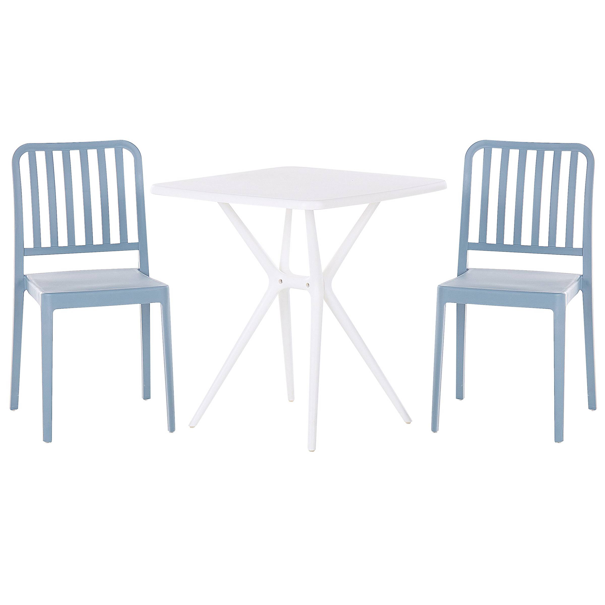 Beliani - Ensemble bistrot Bleu et Blanc en Plastique 2 chaises 1 table Moderne Résistant à l'Eau Meubles de Jardin et de Balcon - Imagen 1