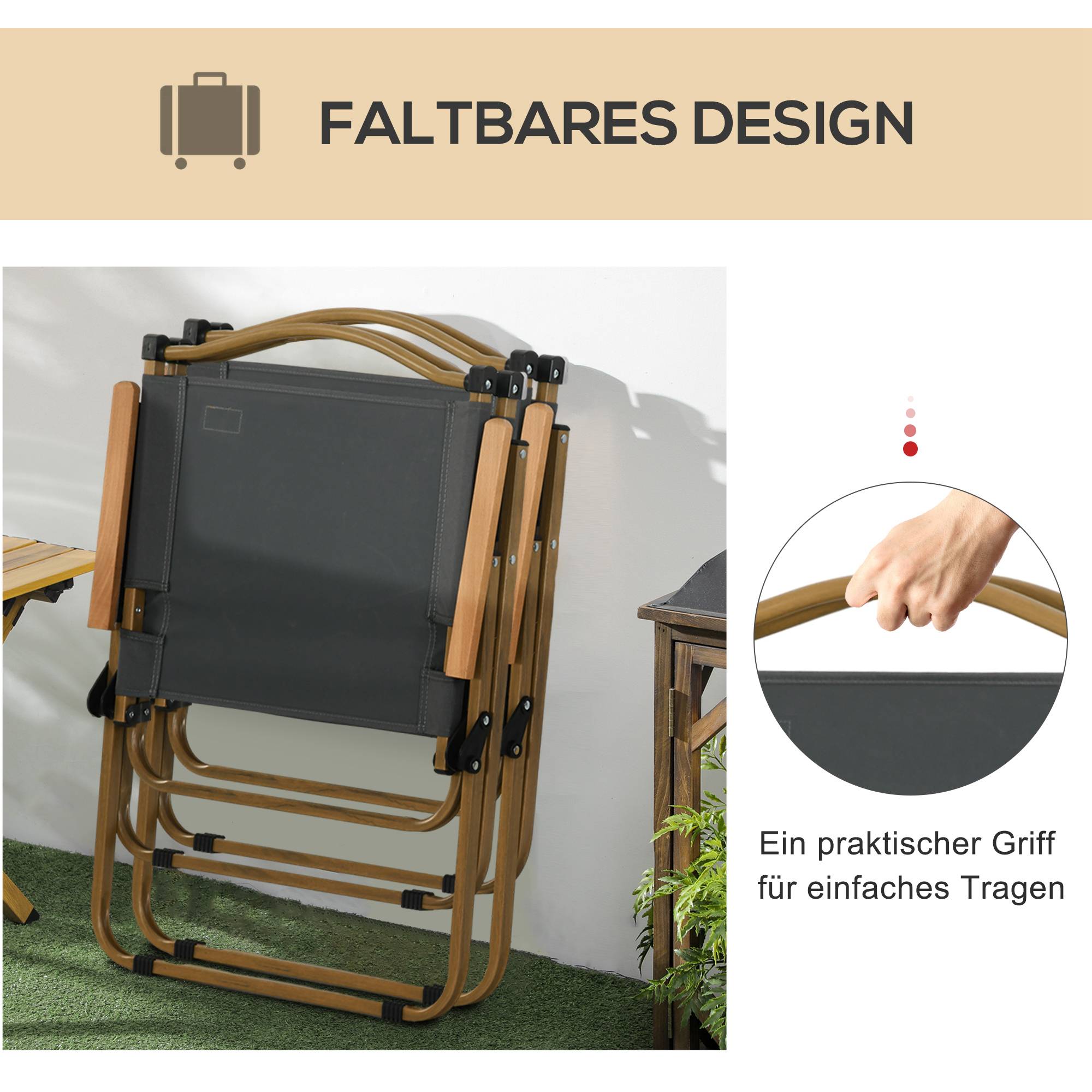 Lot 2 Chaises Camping Acier Oxford Pliables Plage Pêche Légères 54x59x78cm Gris Foncé - ComfortXL Outdoor Living - Image 7