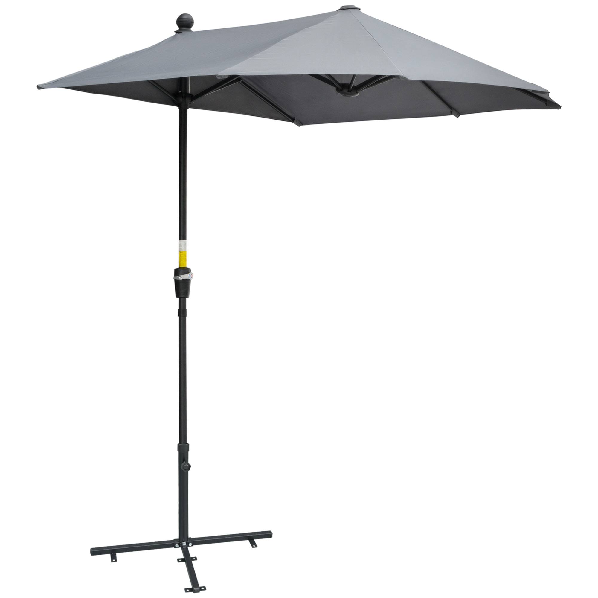 Parasol Demi-Lune Mural Balcon Terrasse Manivelle Acier Polyester Gris 200cm - ComfortXL Outdoor Living - Image 2