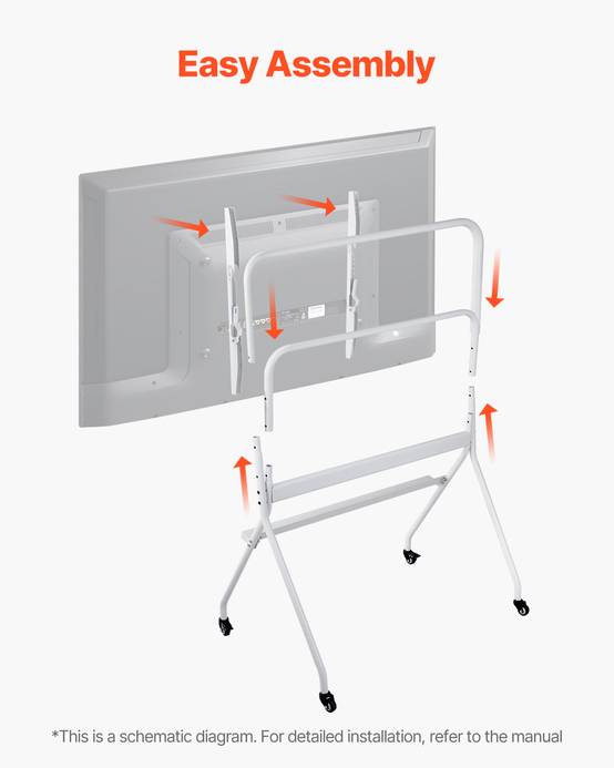 VEVOR Support TV roulettes 889-2540mm ch.90kg VESA 800x600, mobile salon/bureau/ext. - Image 6
