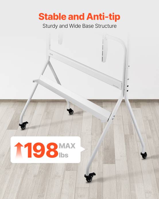 VEVOR Support TV roulettes 889-2540mm ch.90kg VESA 800x600, mobile salon/bureau/ext. - Image 4