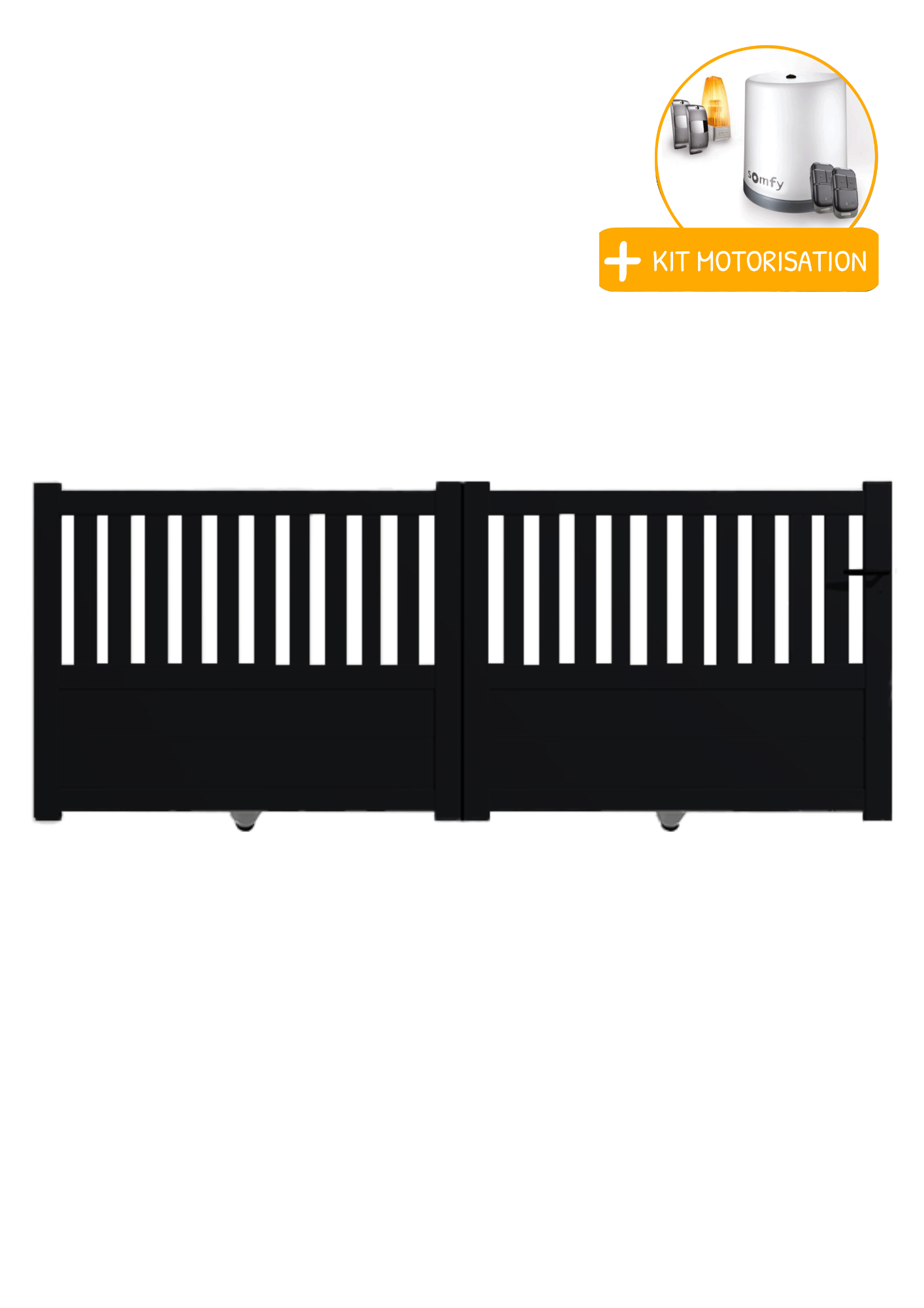 Portail Packit - Portail alu coulissant semi-ajouré en kit +MOT dim. L.4000 (entre piliers) X H.1300 mm  Noir (RAL 9005)