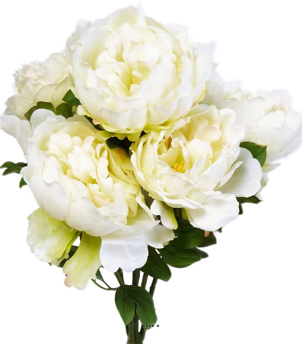 Artificielles - Bouquet de Pivoines artificielles 7 têtes Hauteur 55 cm Crème - couleur: Crème