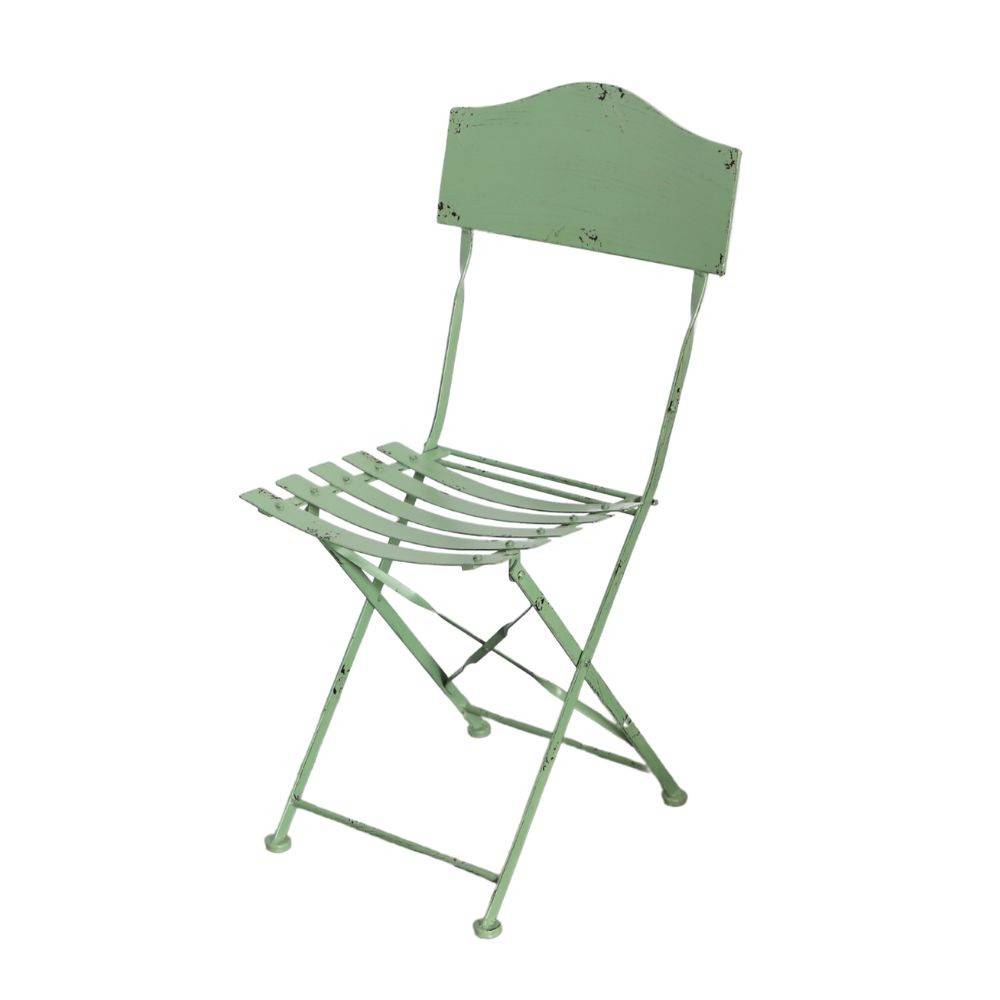 Chemin De Campagne - ~ Chaise pliante de jardin extérieur ancien métal vert 88cm Chemin de campagne - Imagen 1