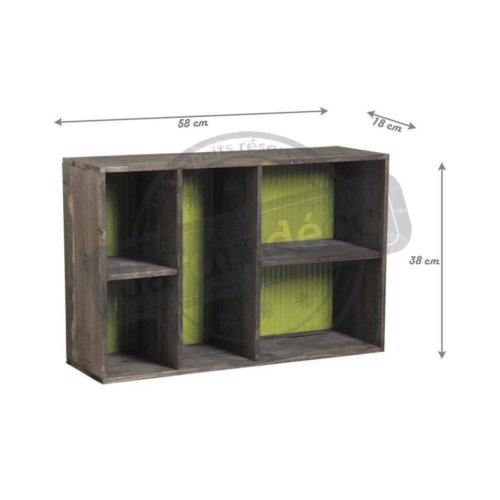 Aubry Gaspard - Etagère 5 niches en bois et zinc Vert - Imagen 2