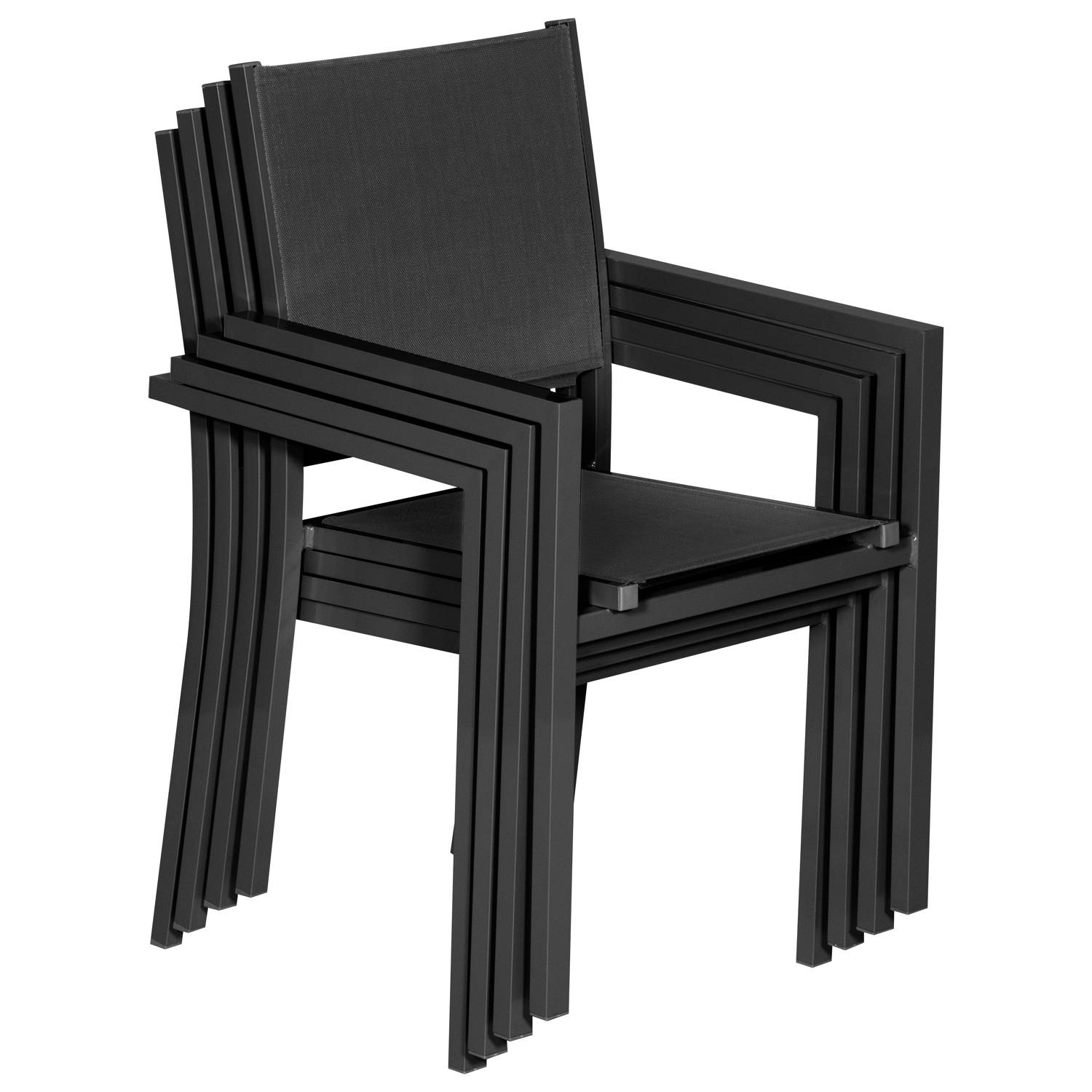 Happy Garden - Salon de jardin CAPRI extensible en textilène gris 8 places - aluminium anthracite - HAPPY GARDEN - Imagen 5