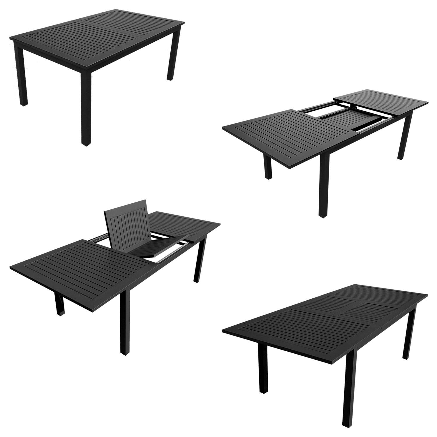 Happy Garden - Salon de jardin CAPRI extensible en textilène gris 8 places - aluminium anthracite - HAPPY GARDEN - Imagen 2
