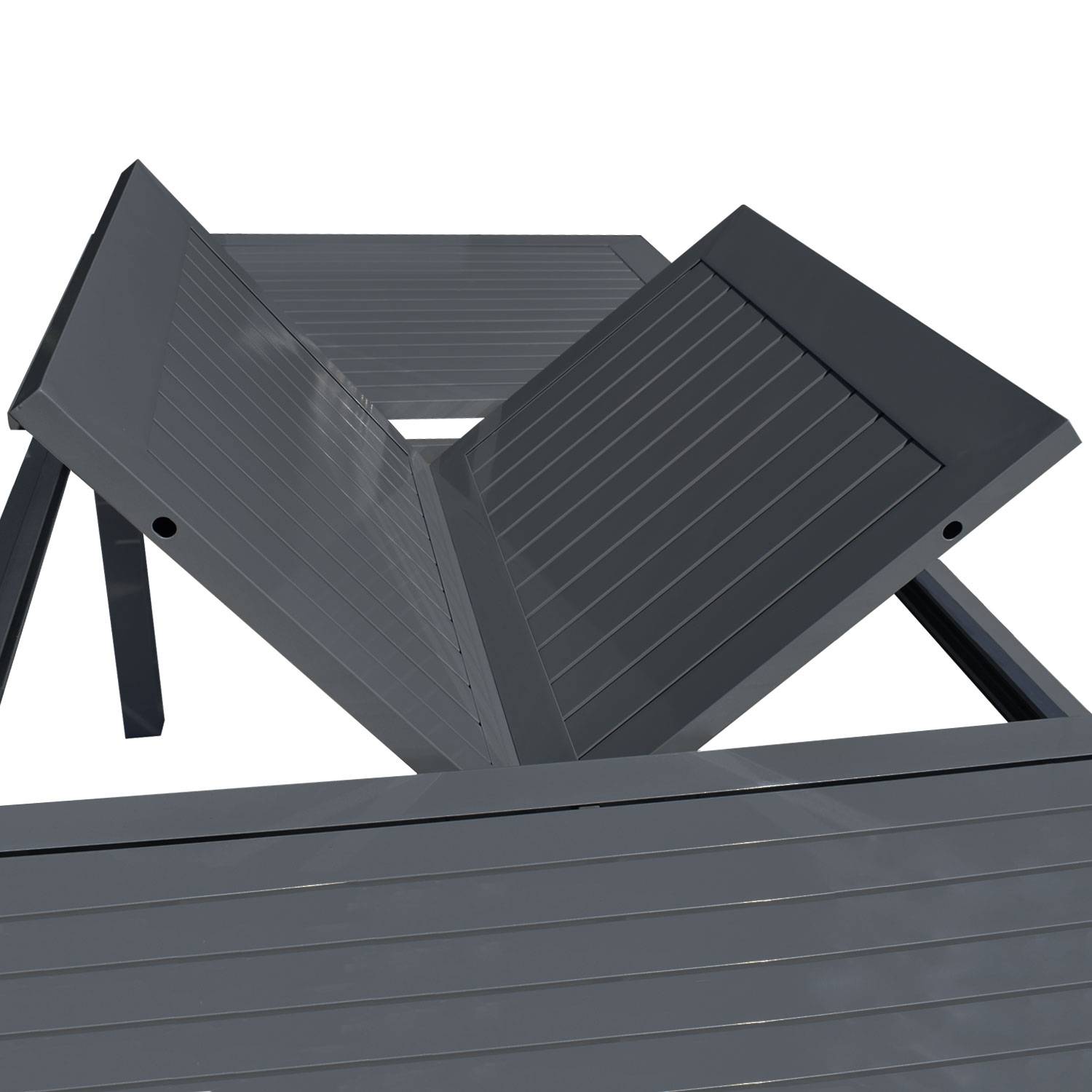 Happy Garden - Salon de jardin CAPRI extensible en textilène gris 8 places - aluminium anthracite - HAPPY GARDEN - Imagen 3