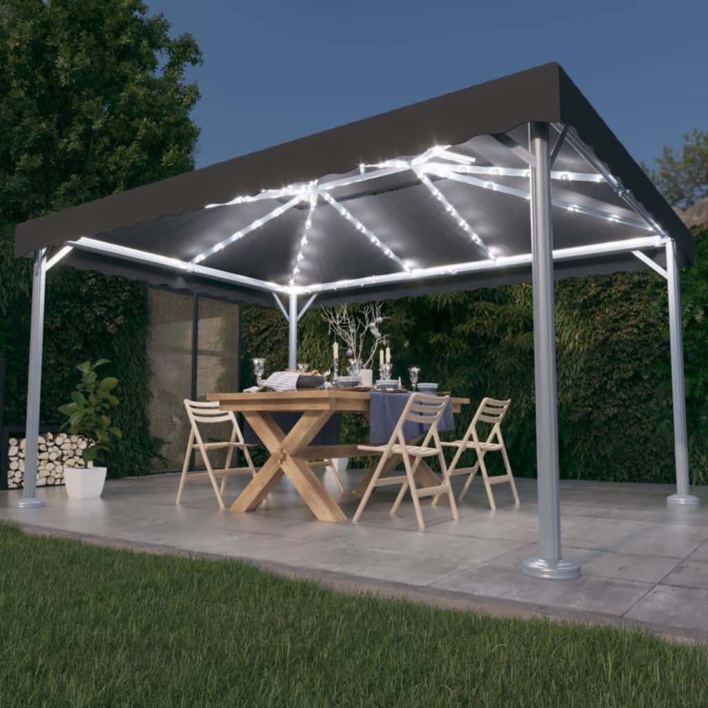 ComfortXL - Tonnelle d'Extérieur Aluminium avec Double Toit et Lumières LED Solaires Anthracite 4x3 m – ComfortXL Outdoor Living - Image 1