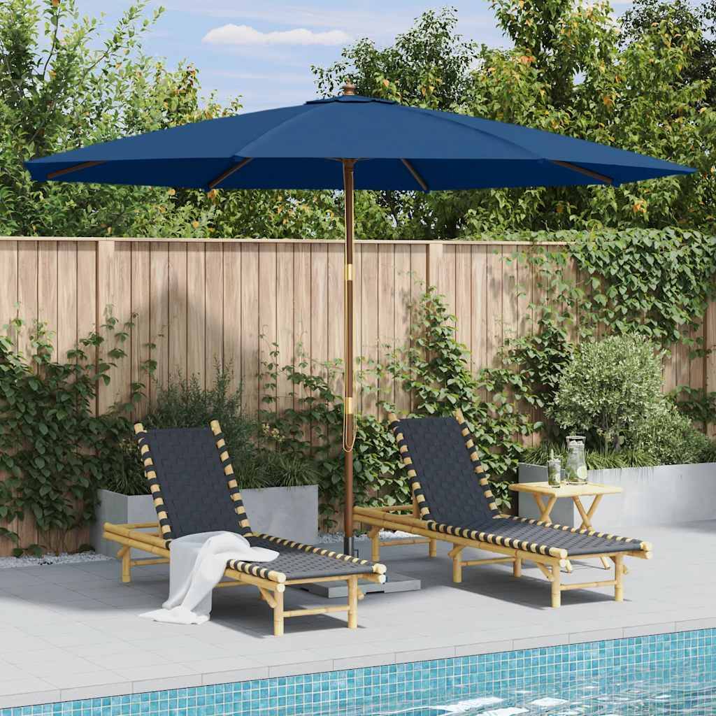 PANGIVO - Parasol d'extérieur avec mât en bois 350 cm Bleu - PANGIVO - Image 2