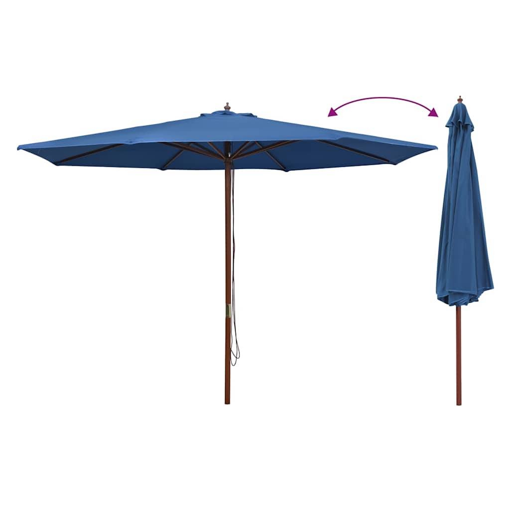PANGIVO - Parasol d'extérieur avec mât en bois 350 cm Bleu - PANGIVO - Image 3