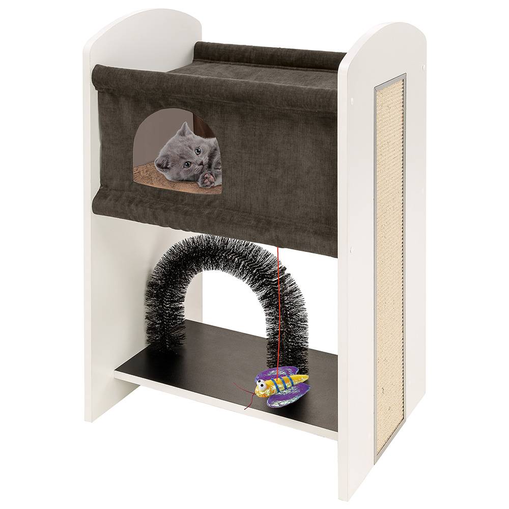 Ferplast - Meubles pour Chats LEO, Bois FSC, avec Poteau à gratter, Couchage, Hamac pour Chat et Jouet - Imagen 1