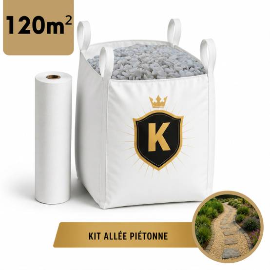 Kit allée piétonne Gravier Cristal blanc 8/12 - 120 m² - Image 1