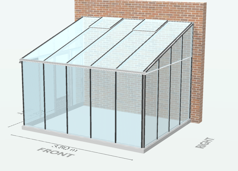 10m²  -  Serre en polycarbonate 8 mm alvéolés  - Euro Murale serre adossée - Alu - 10m² - ALUMINIUM - L'atelier Des Serres - Imagen 7