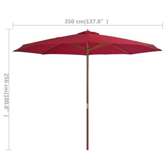 Helloshop26 - Parasol avec mât en bois 350 cm bordeaux - Image 4
