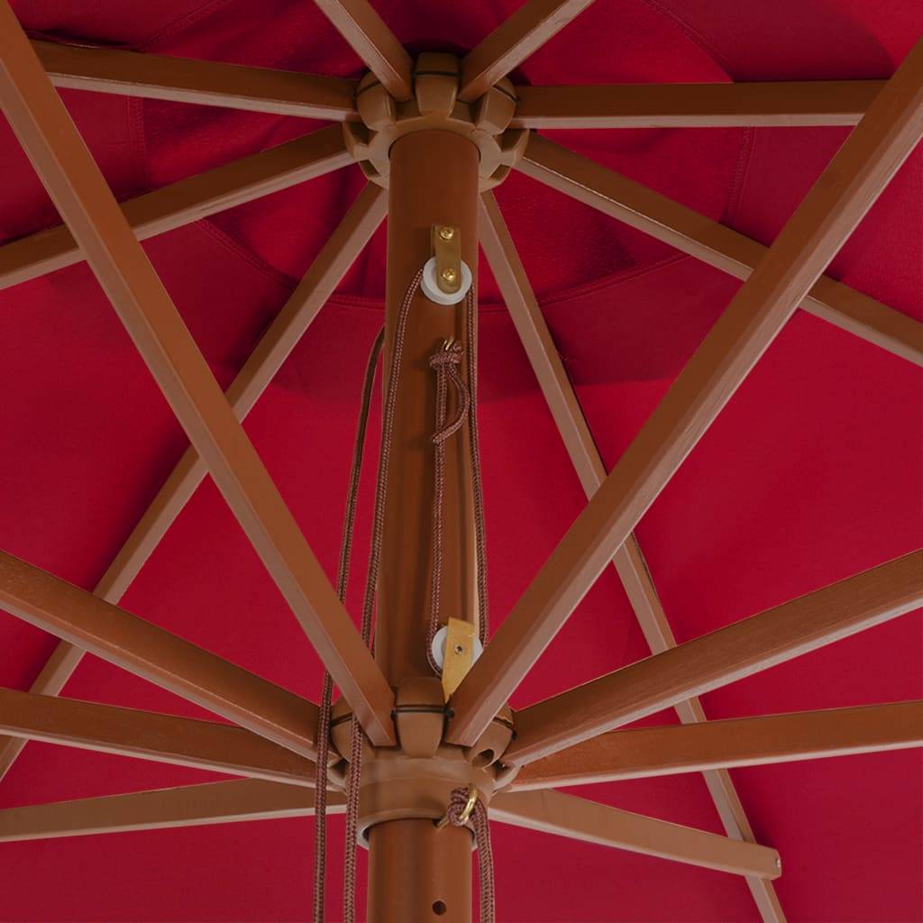 Helloshop26 - Parasol avec mât en bois 350 cm bordeaux - Image 3