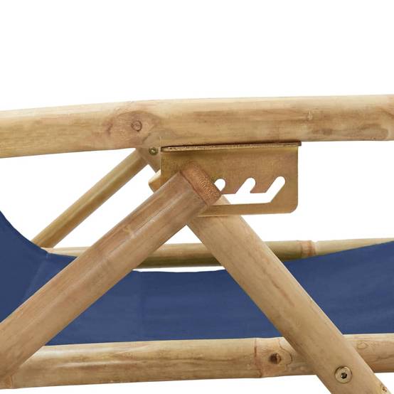 Chaise de jardin | Chaise de relaxation inclinable bleu marine bambou et tissu - Image 6