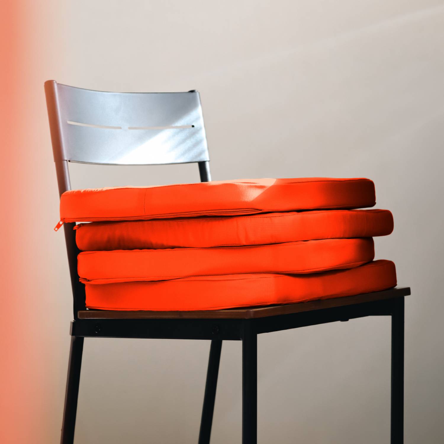 Linxor - Lot de 4 galettes, coussins déhoussables pour chaise - Orange - Linxor - Imagen 3