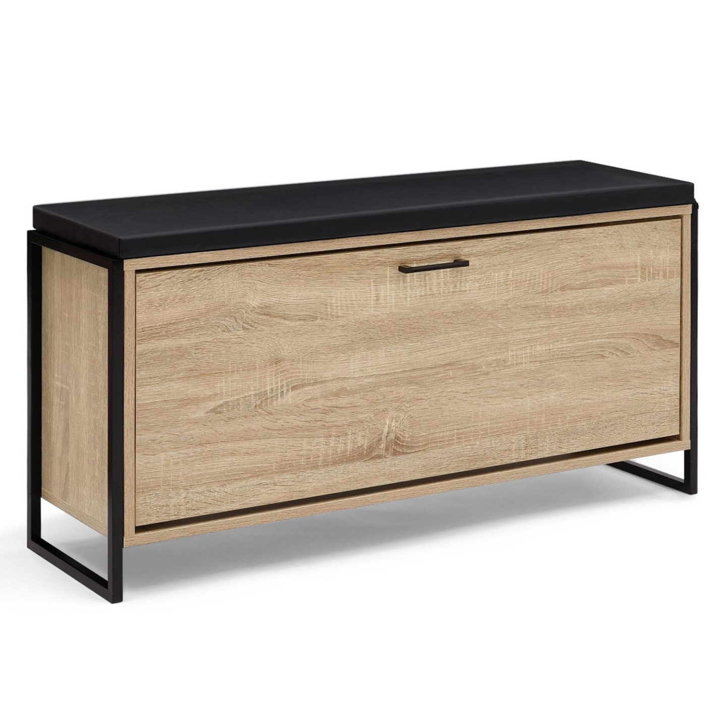 Banc d'entrée chaussures 100 cm avec coussin LUIS design industriel - Image 2