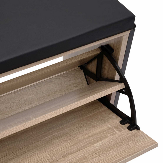 Banc d'entrée chaussures 100 cm avec coussin LUIS design industriel - Image 6