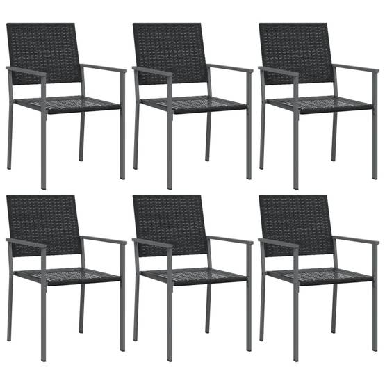 Lot de 6 Chaises de jardin - Chaises d'extérieur - Fauteuils de jardin noir 54x62,5x89 cm résine tressée - Image 1