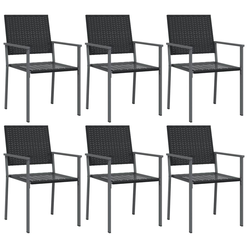 Lot de 6 Chaises de jardin - Chaises d'extérieur - Fauteuils de jardin noir 54x62,5x89 cm résine tressée - Image 1