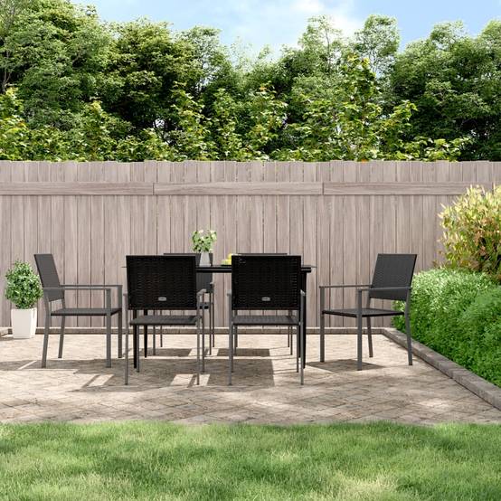 Lot de 6 Chaises de jardin - Chaises d'extérieur - Fauteuils de jardin noir 54x62,5x89 cm résine tressée - Image 2