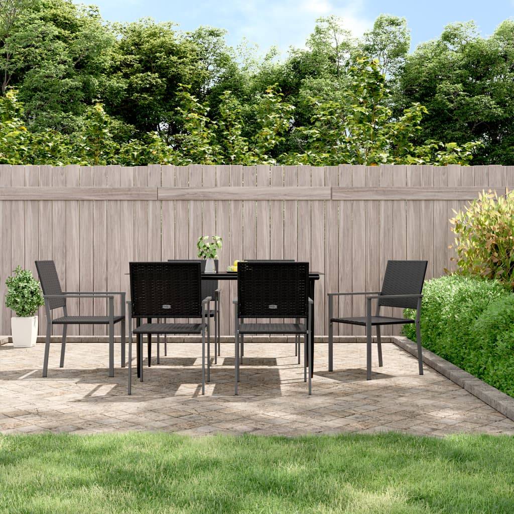 Lot de 6 Chaises de jardin - Chaises d'extérieur - Fauteuils de jardin noir 54x62,5x89 cm résine tressée - Image 2
