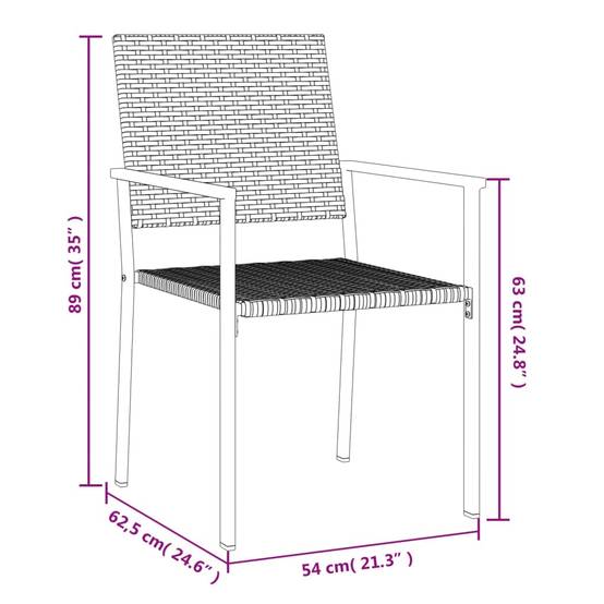 Lot de 6 Chaises de jardin - Chaises d'extérieur - Fauteuils de jardin noir 54x62,5x89 cm résine tressée - Image 8