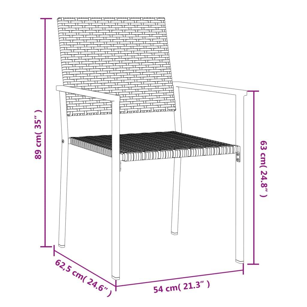 Lot de 6 Chaises de jardin - Chaises d'extérieur - Fauteuils de jardin noir 54x62,5x89 cm résine tressée - Image 8